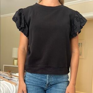 THML Black Boxy Flutter Sleeve Sweatshirt